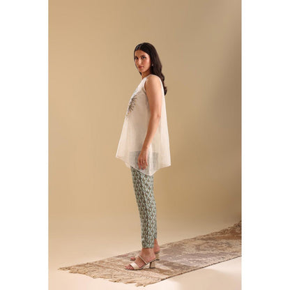 Soup by Sougat Paul Off White Eraya Applique Top with Pant (Set of 2)