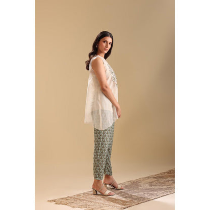 Soup by Sougat Paul Off White Eraya Applique Top with Pant (Set of 2)