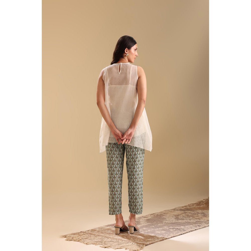 Soup by Sougat Paul Off White Eraya Applique Top with Pant (Set of 2)