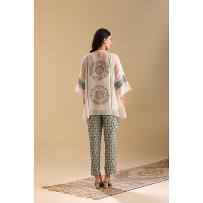 Soup by Sougat Paul Off White Eraya Applique Top with Pant (Set of 2)