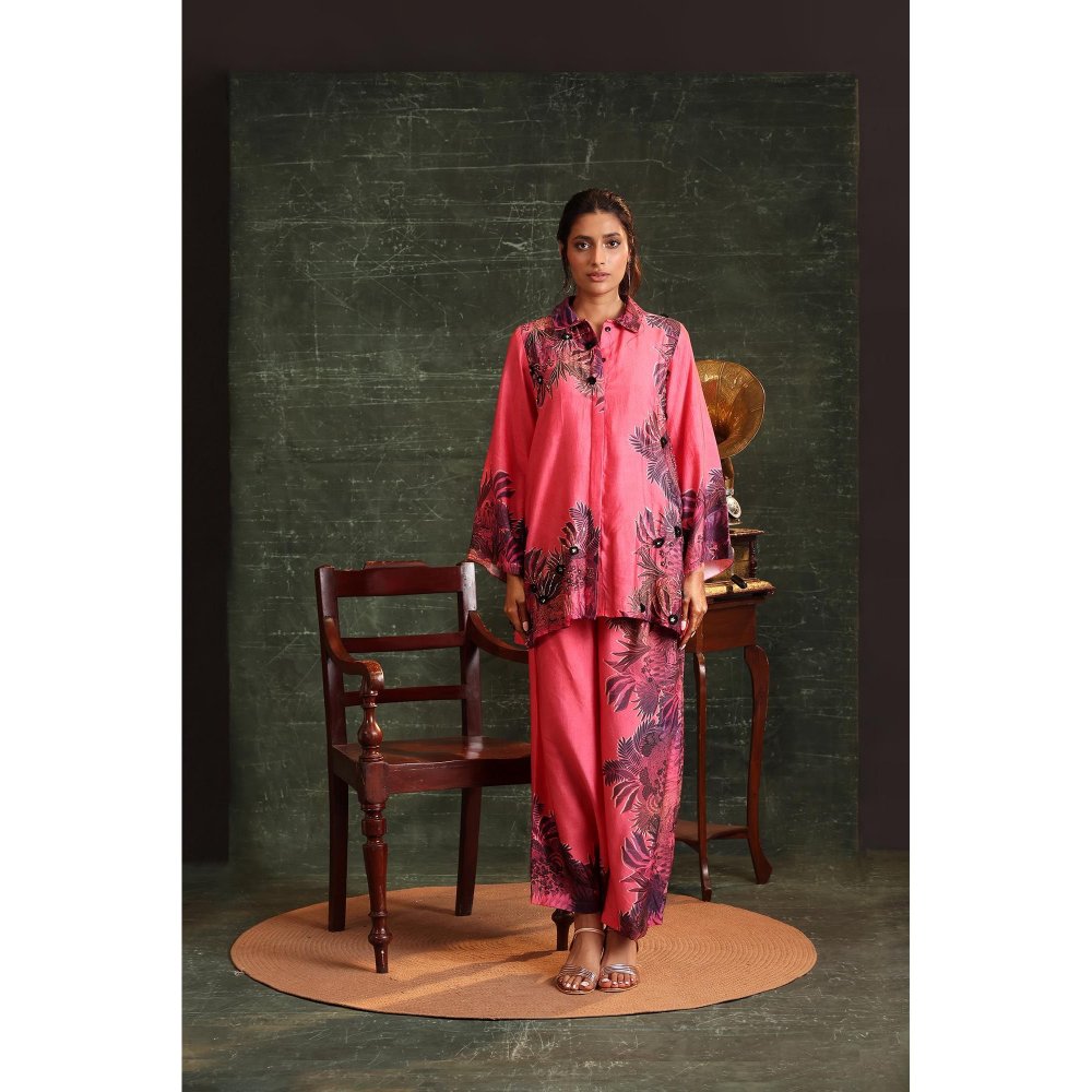 Soup by Sougat Paul Pink Kaira Embellished Palazzo with Shirt (Set of 2)