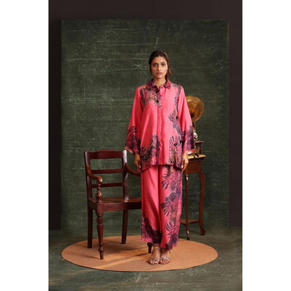 Soup by Sougat Paul Pink Kaira Embellished Palazzo with Shirt (Set of 2)