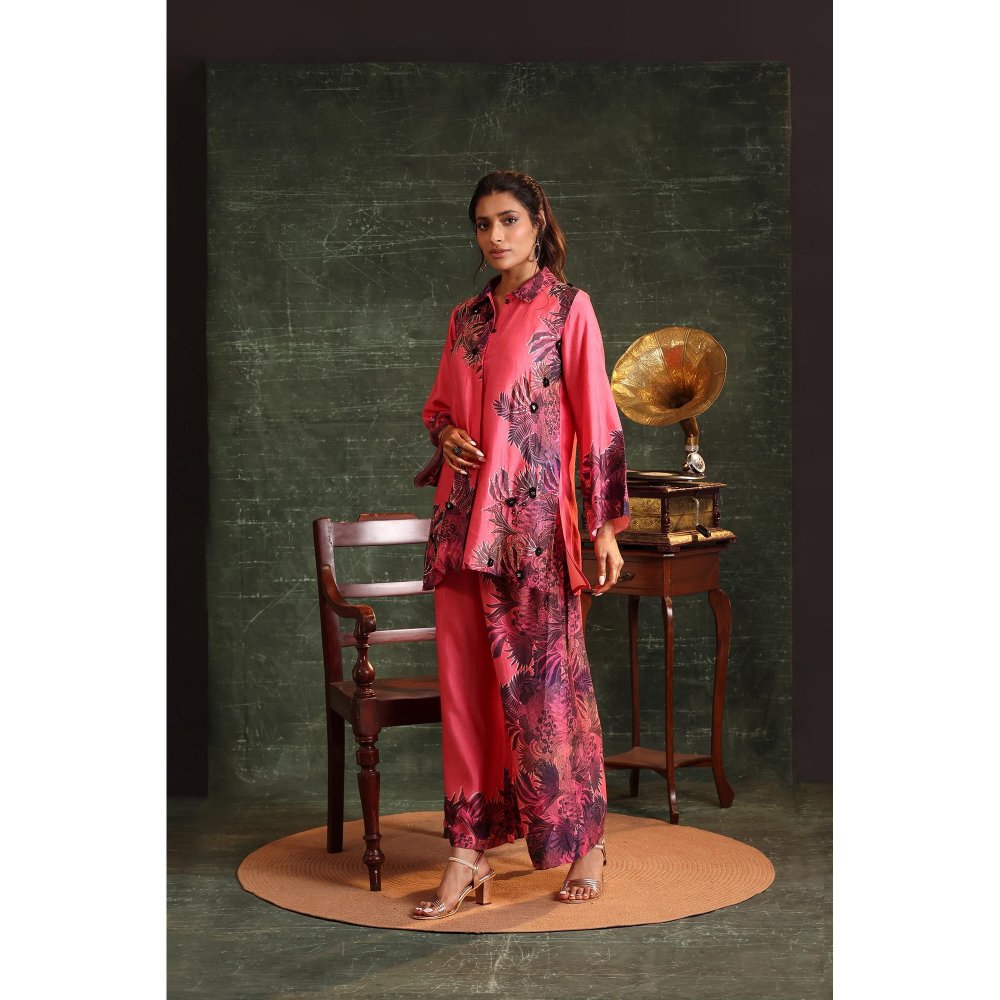 Soup by Sougat Paul Pink Kaira Embellished Palazzo with Shirt (Set of 2)