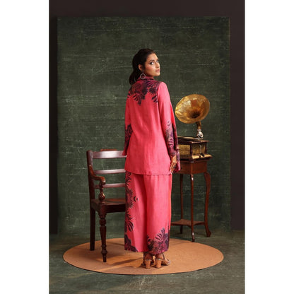 Soup by Sougat Paul Pink Kaira Embellished Palazzo with Shirt (Set of 2)