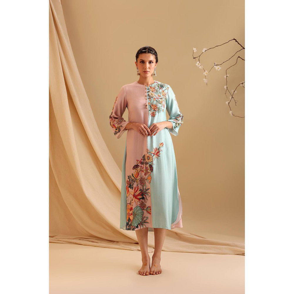 Soup by Sougat Paul Blue Aarani Colour Block Dress