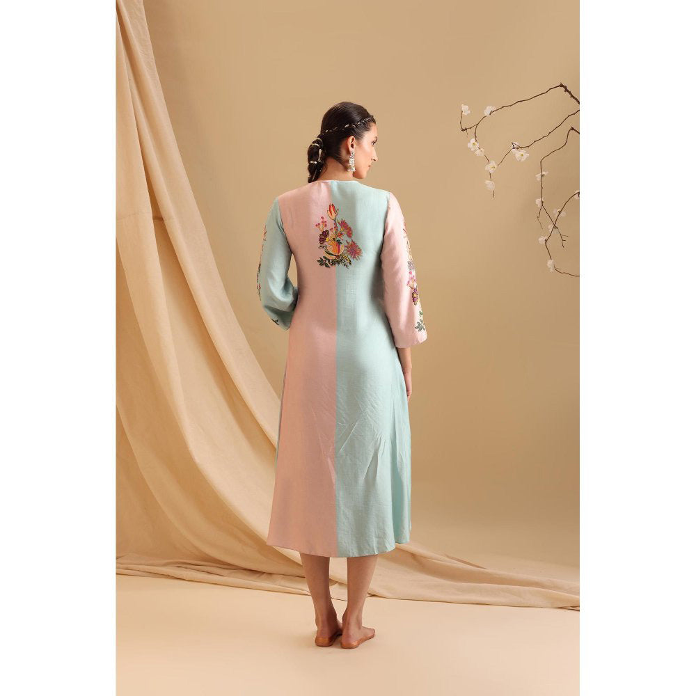 Soup by Sougat Paul Blue Aarani Colour Block Dress