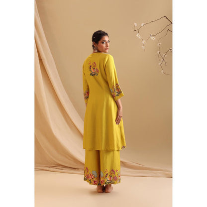 Soup by Sougat Paul Yellow Aarani Embellished Kurta with Palazzo (Set of 2)
