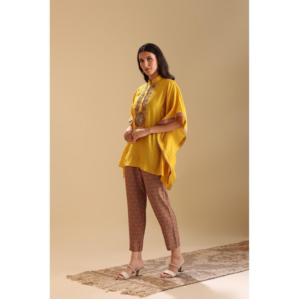 Soup by Sougat Paul Yellow Eraya Embellished Kaftan with Pant (Set of 2)