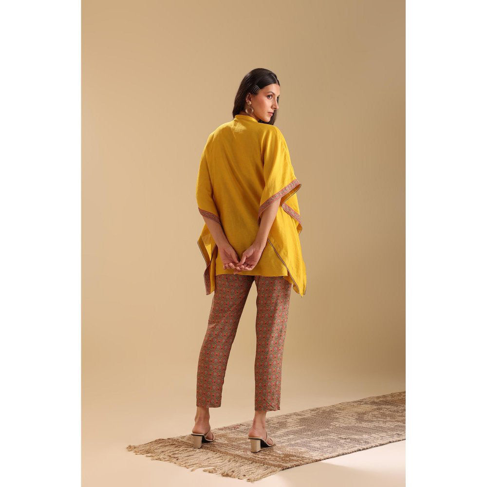 Soup by Sougat Paul Yellow Eraya Embellished Kaftan with Pant (Set of 2)