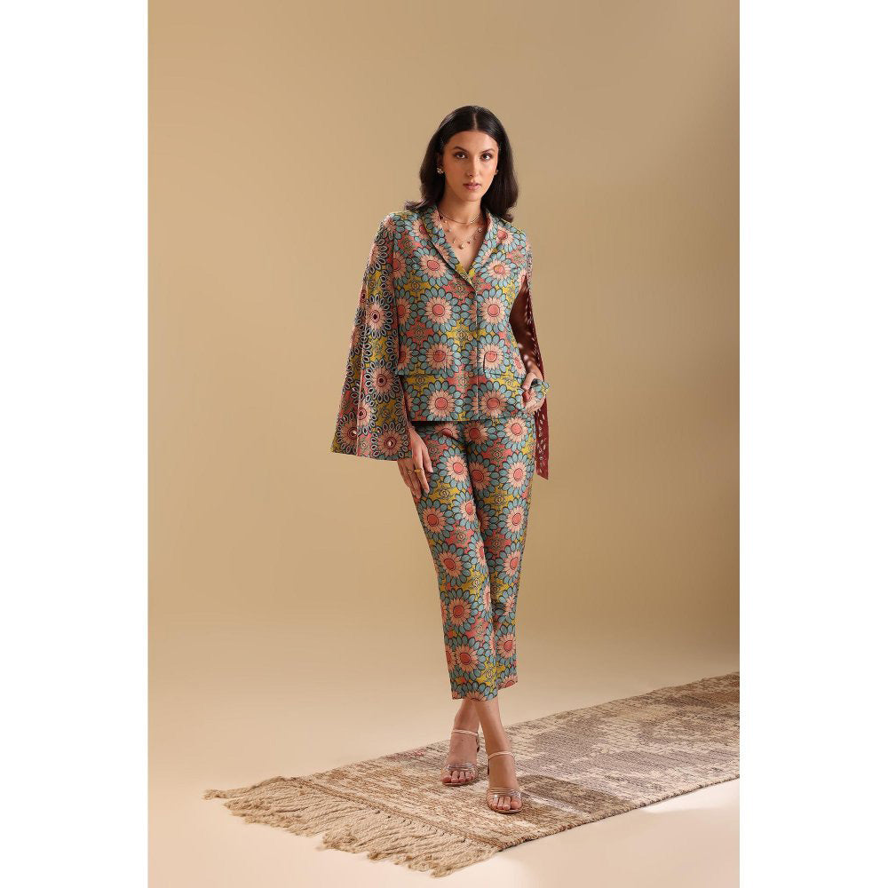 Soup by Sougat Paul Multicoloured Eraya Embellished Attached Blazer with Pant (Set of 2)