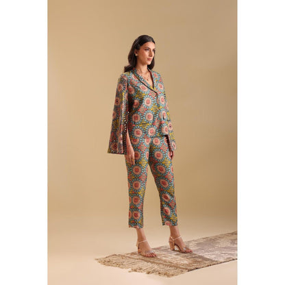 Soup by Sougat Paul Multicoloured Eraya Embellished Attached Blazer with Pant (Set of 2)