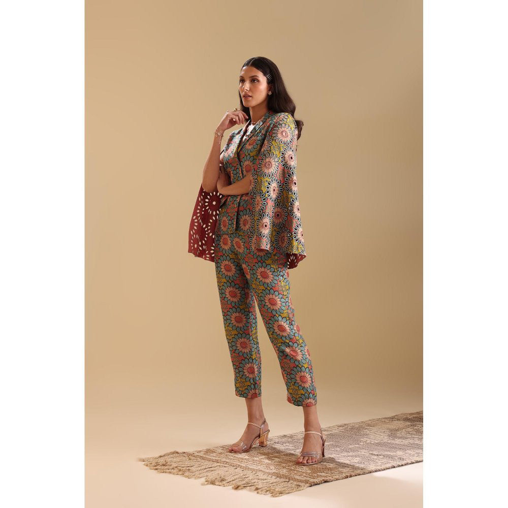 Soup by Sougat Paul Multicoloured Eraya Embellished Attached Blazer with Pant (Set of 2)