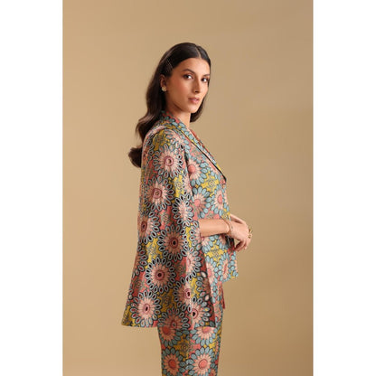 Soup by Sougat Paul Multicoloured Eraya Embellished Attached Blazer with Pant (Set of 2)