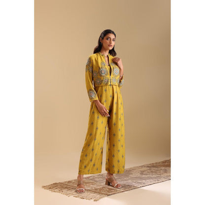 Soup by Sougat Paul Yellow Eraya Embellished Jumpsuit with Jacket (Set of 2)
