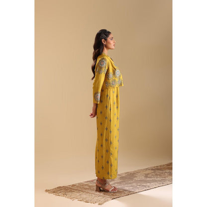 Soup by Sougat Paul Yellow Eraya Embellished Jumpsuit with Jacket (Set of 2)