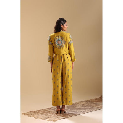 Soup by Sougat Paul Yellow Eraya Embellished Jumpsuit with Jacket (Set of 2)