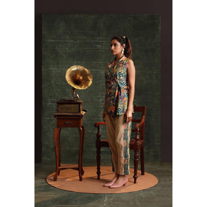 Soup by Sougat Paul Multi-Colour Kaira Embellished Sleeveless Blazer with Pant (Set of 2)