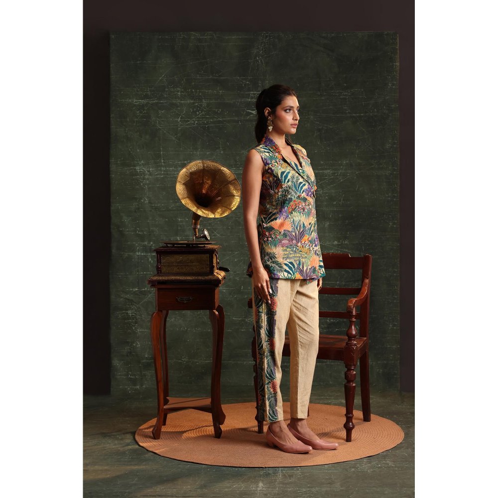 Soup by Sougat Paul Multi-Colour Kaira Embellished Sleeveless Blazer with Pant (Set of 2)