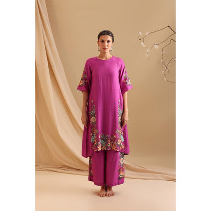 Soup by Sougat Paul Pink Aarani Embroidered Kurta with Palazzo (Set of 2)