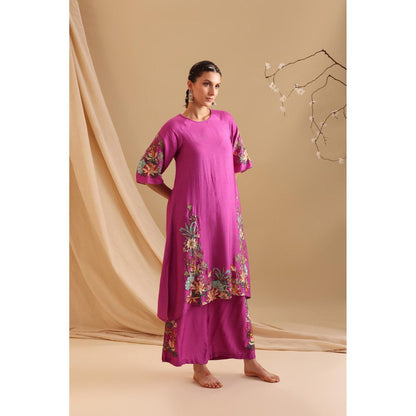 Soup by Sougat Paul Pink Aarani Embroidered Kurta with Palazzo (Set of 2)