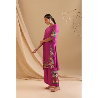 Soup by Sougat Paul Pink Aarani Embroidered Kurta with Palazzo (Set of 2)