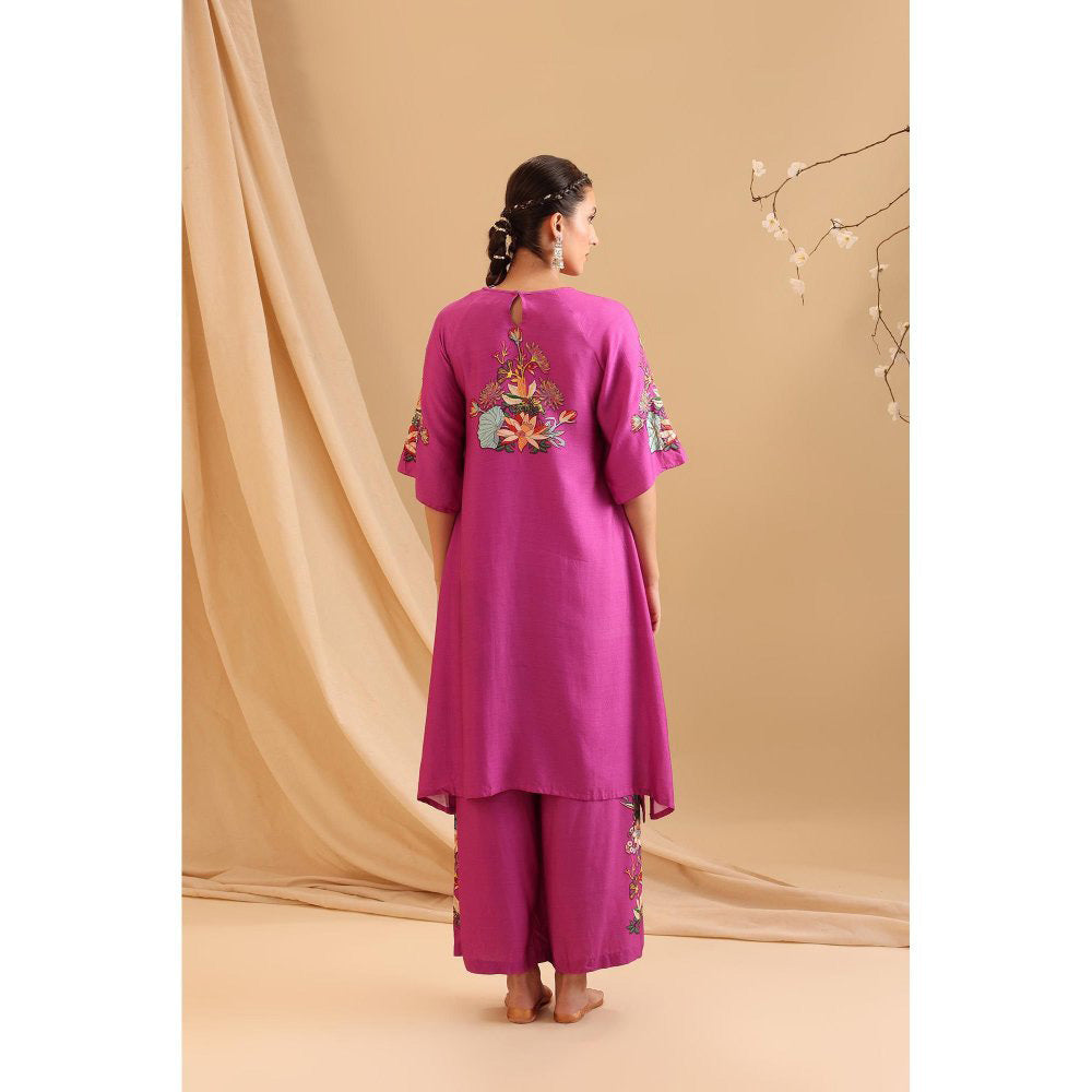 Soup by Sougat Paul Pink Aarani Embroidered Kurta with Palazzo (Set of 2)