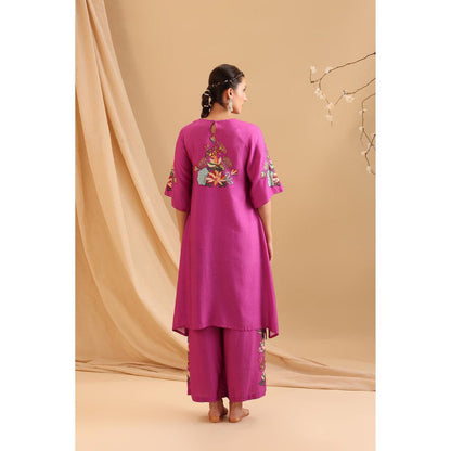 Soup by Sougat Paul Pink Aarani Embroidered Kurta with Palazzo (Set of 2)