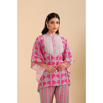 Soup by Sougat Paul Pink Naqsh Short Kaftan with Pant (Set of 2)