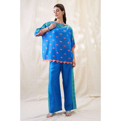 Soup by Sougat Paul Blue Kitchra Appliqued Embellished Co-Ord (Set of 2)