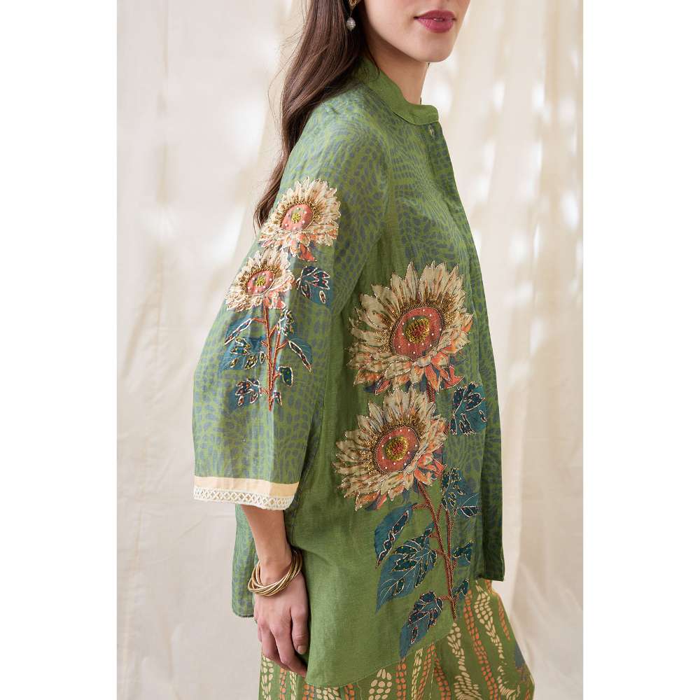 Soup by Sougat Paul Green Ravya Floral Print Co-Ord (Set of 2)