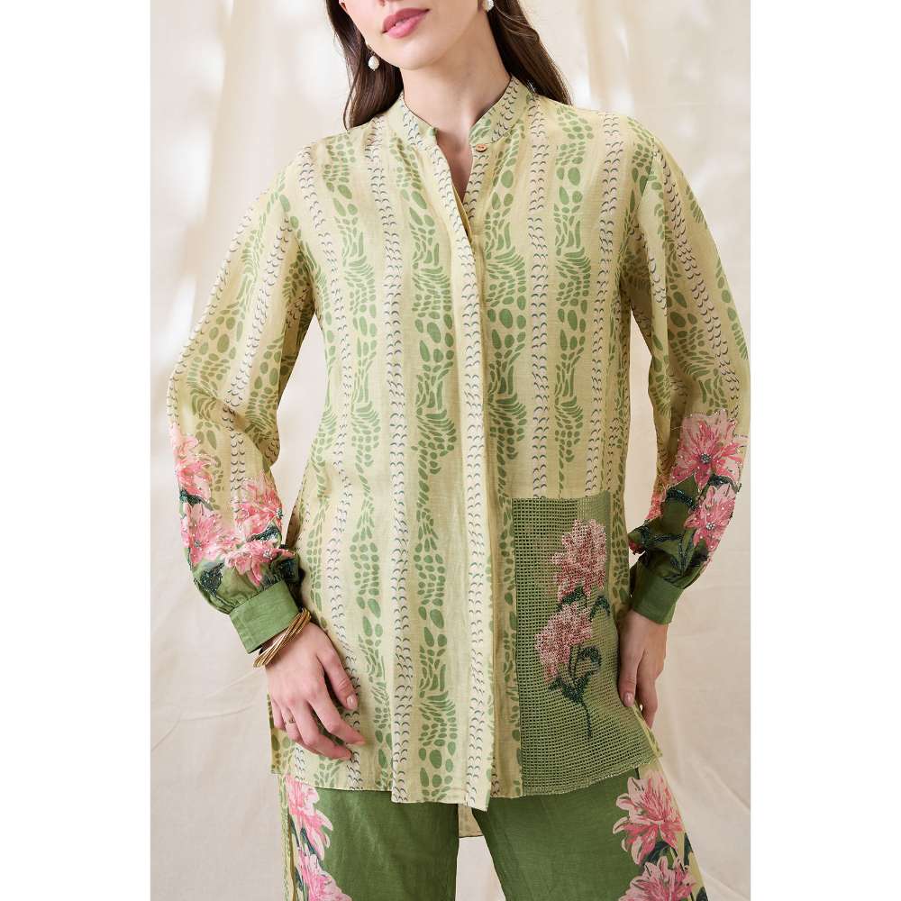 Soup by Sougat Paul Green Ravya Floral Print Co-Ord (Set of 2)