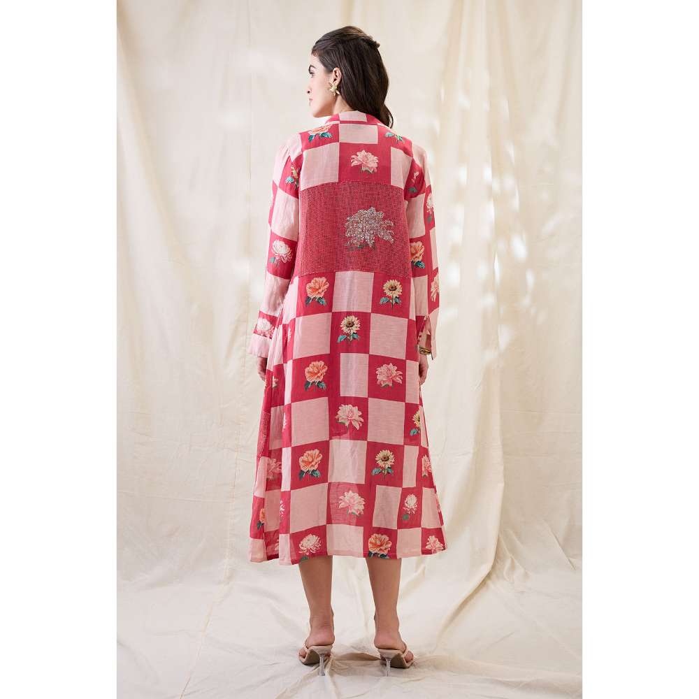 Soup by Sougat Paul Pink Ravya Floral Print Dress with Jacket (Set of 2)