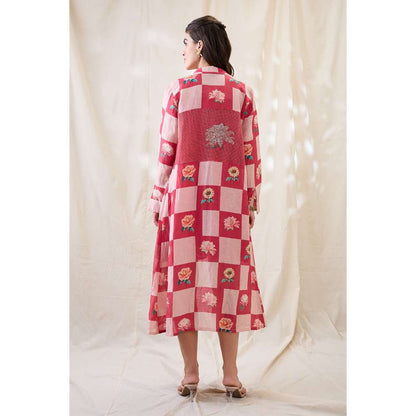 Soup by Sougat Paul Pink Ravya Floral Print Dress with Jacket (Set of 2)