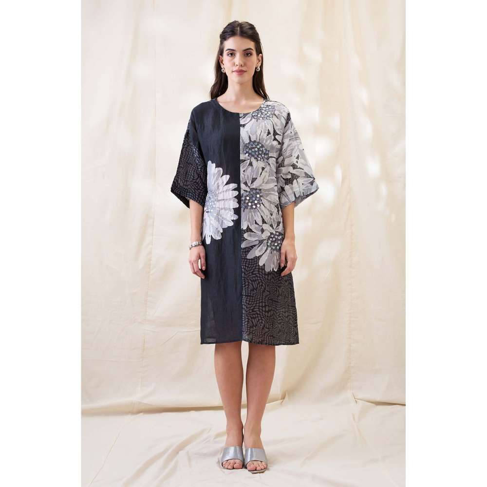 Soup by Sougat Paul Black Ravya Floral Print Embellished Dress