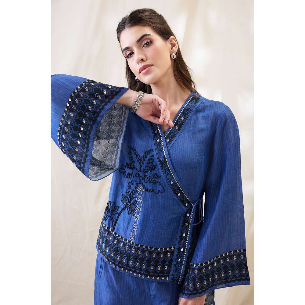 Soup by Sougat Paul Blue Noorani Embellished Co-Ord (Set of 2)