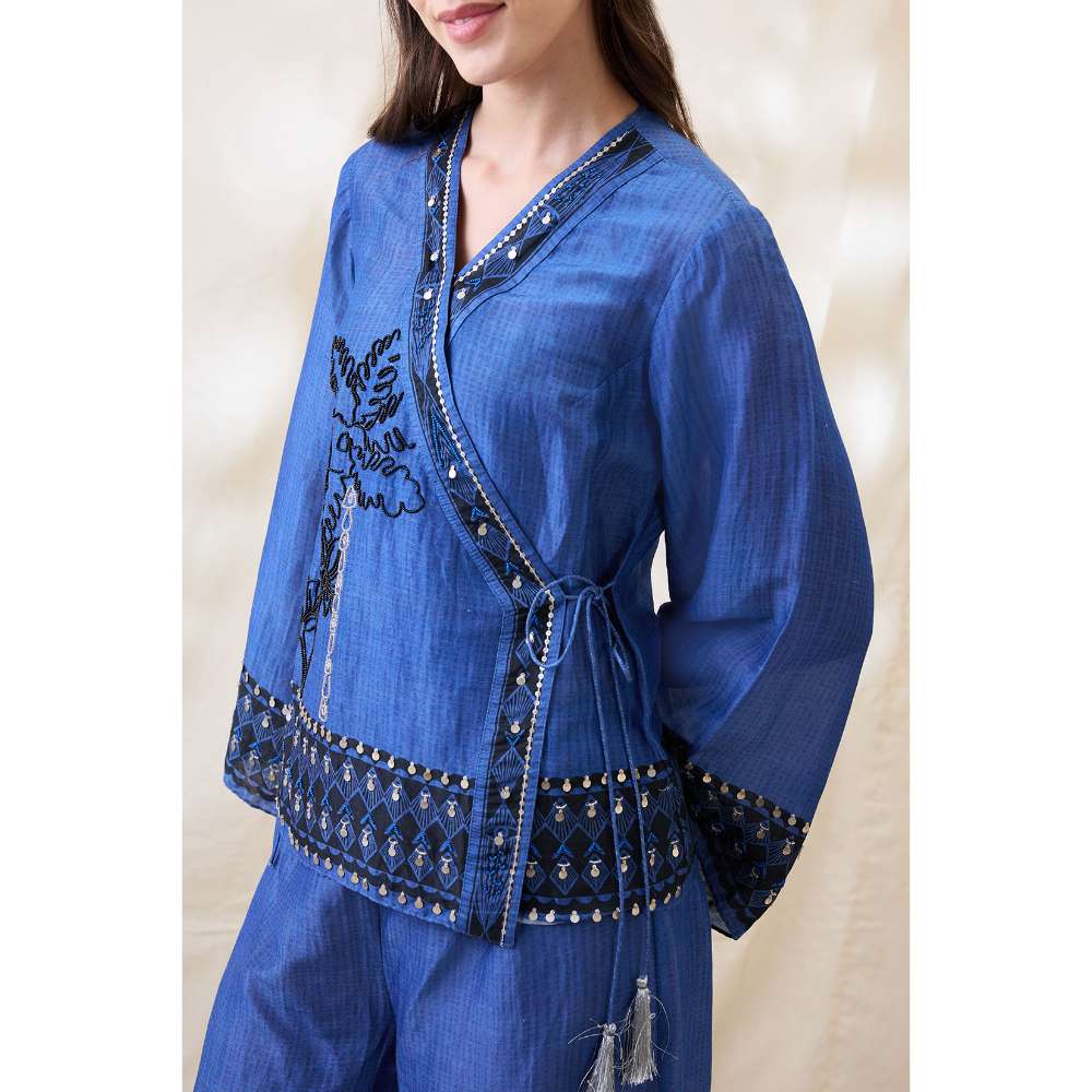 Soup by Sougat Paul Blue Noorani Embellished Co-Ord (Set of 2)