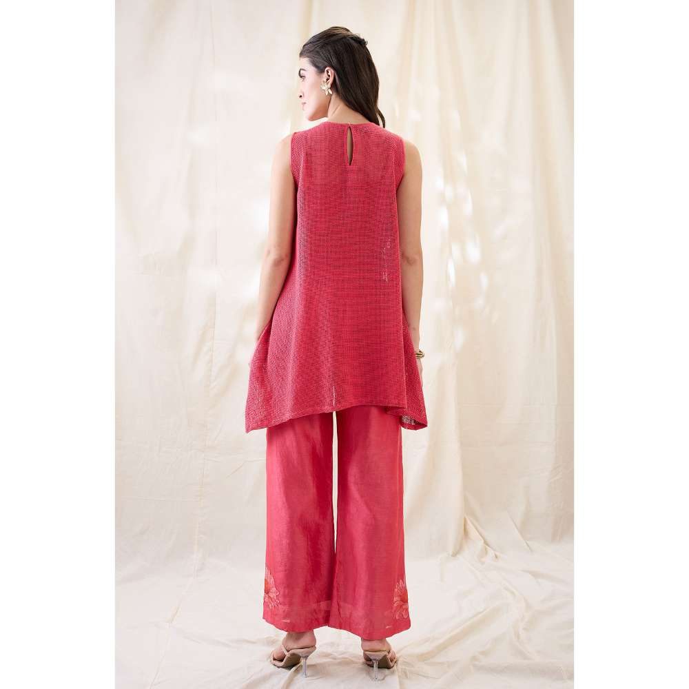 Soup by Sougat Paul Pink Ravya Appliqued Floral Print Co-Ord (Set of 2)