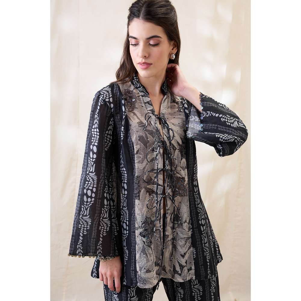 Soup by Sougat Paul Black Ravya Printed Co-Ord (Set of 2)