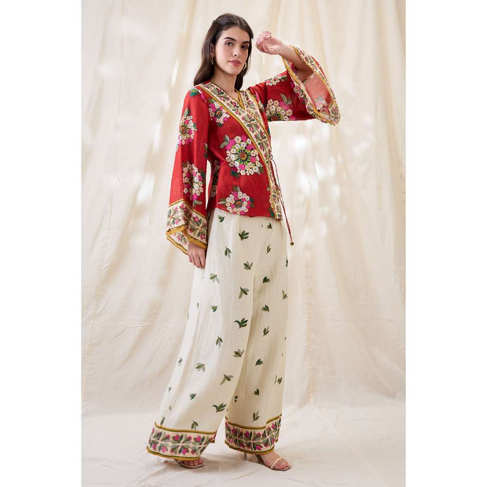 Soup by Sougat Paul Red Gulzaar Embellished Co-Ord (Set of 2)