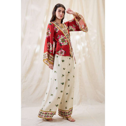 Soup by Sougat Paul Red Gulzaar Embellished Co-Ord (Set of 2)