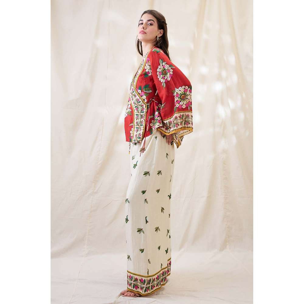 Soup by Sougat Paul Red Gulzaar Embellished Co-Ord (Set of 2)