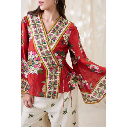 Soup by Sougat Paul Red Gulzaar Embellished Co-Ord (Set of 2)