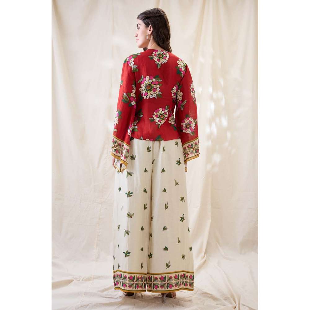 Soup by Sougat Paul Red Gulzaar Embellished Co-Ord (Set of 2)