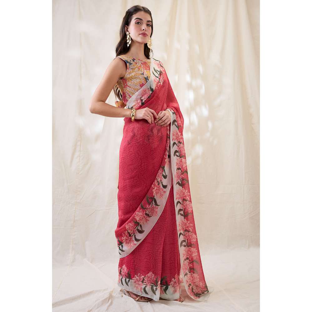 Soup by Sougat Paul Ravya Embellished Pre Draped Saree with Stitched Blouse