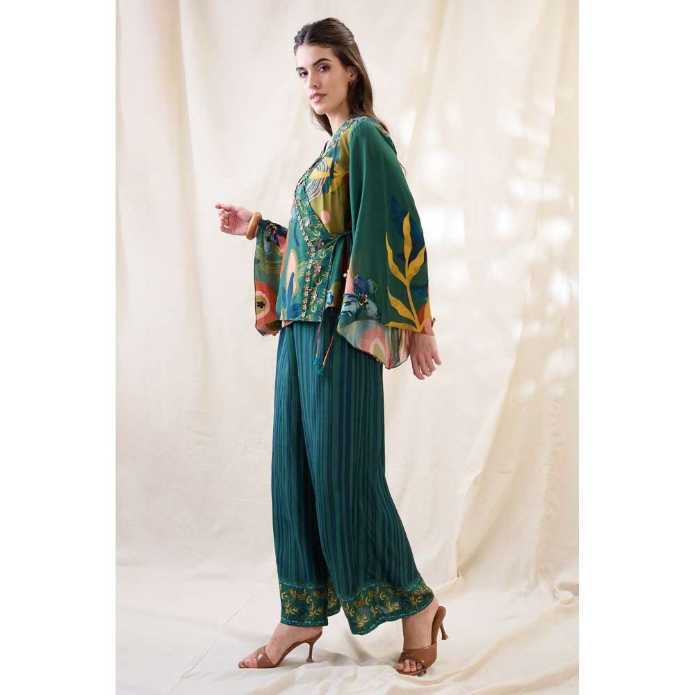 Soup by Sougat Paul Teal Floral Embellished Co-Ord (Set of 2)