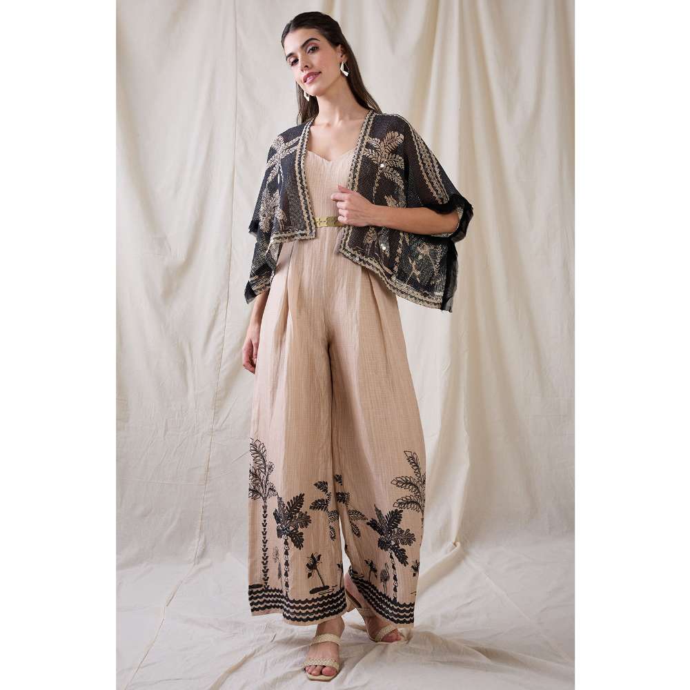 Soup by Sougat Paul Noorani Printed Jumpsuit with Embroidered Shrug (Set of 2)