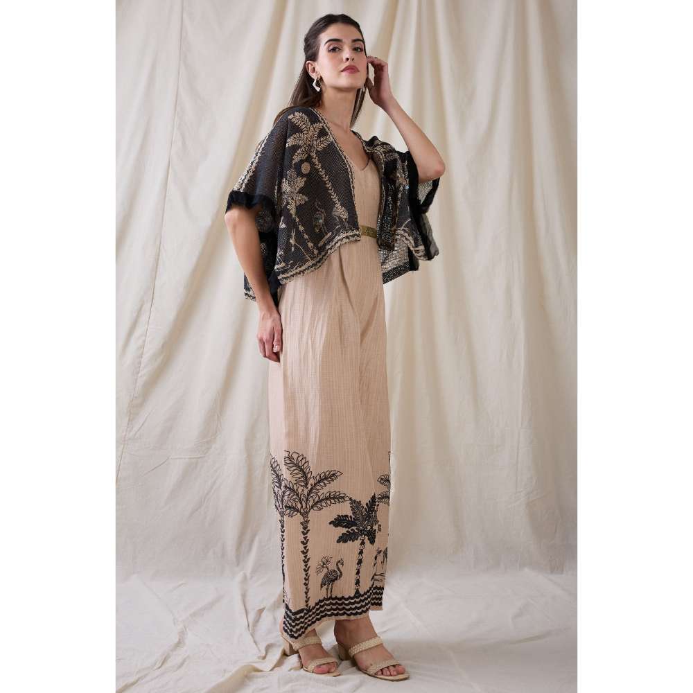 Soup by Sougat Paul Noorani Printed Jumpsuit with Embroidered Shrug (Set of 2)