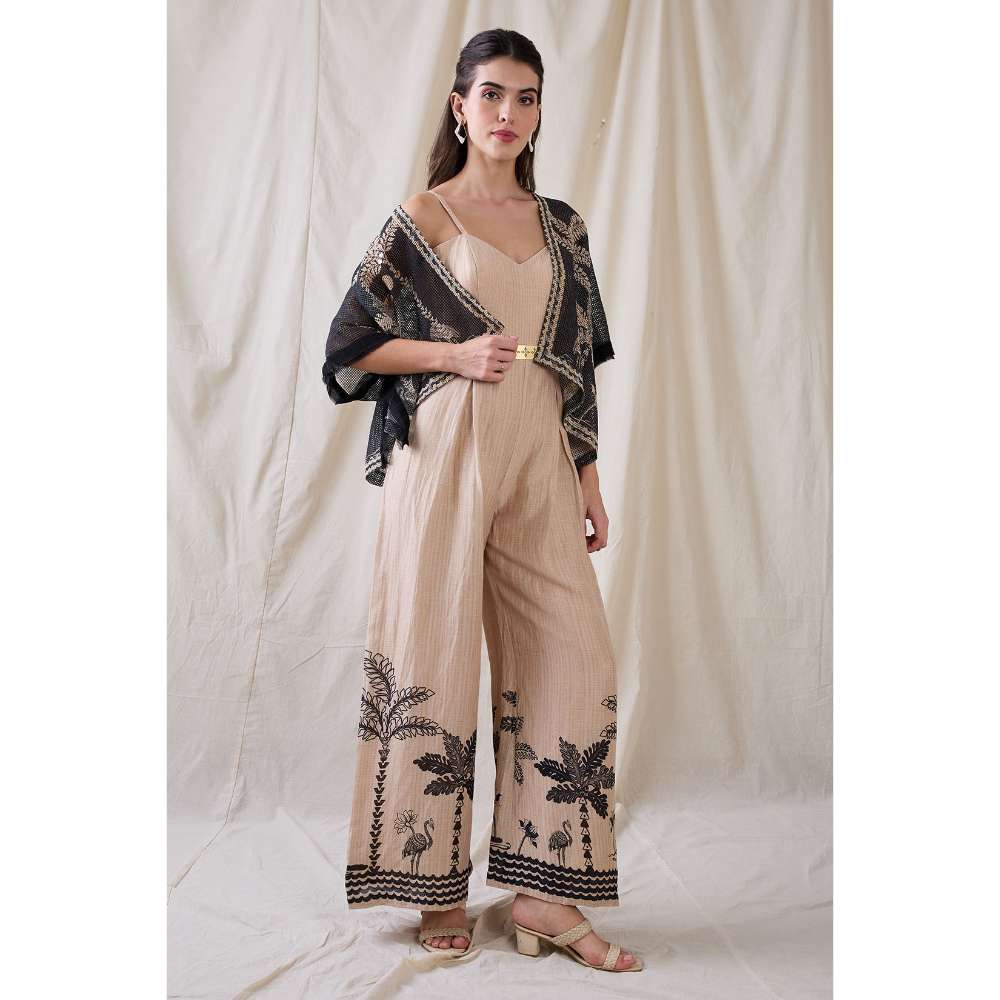 Soup by Sougat Paul Noorani Printed Jumpsuit with Embroidered Shrug (Set of 2)