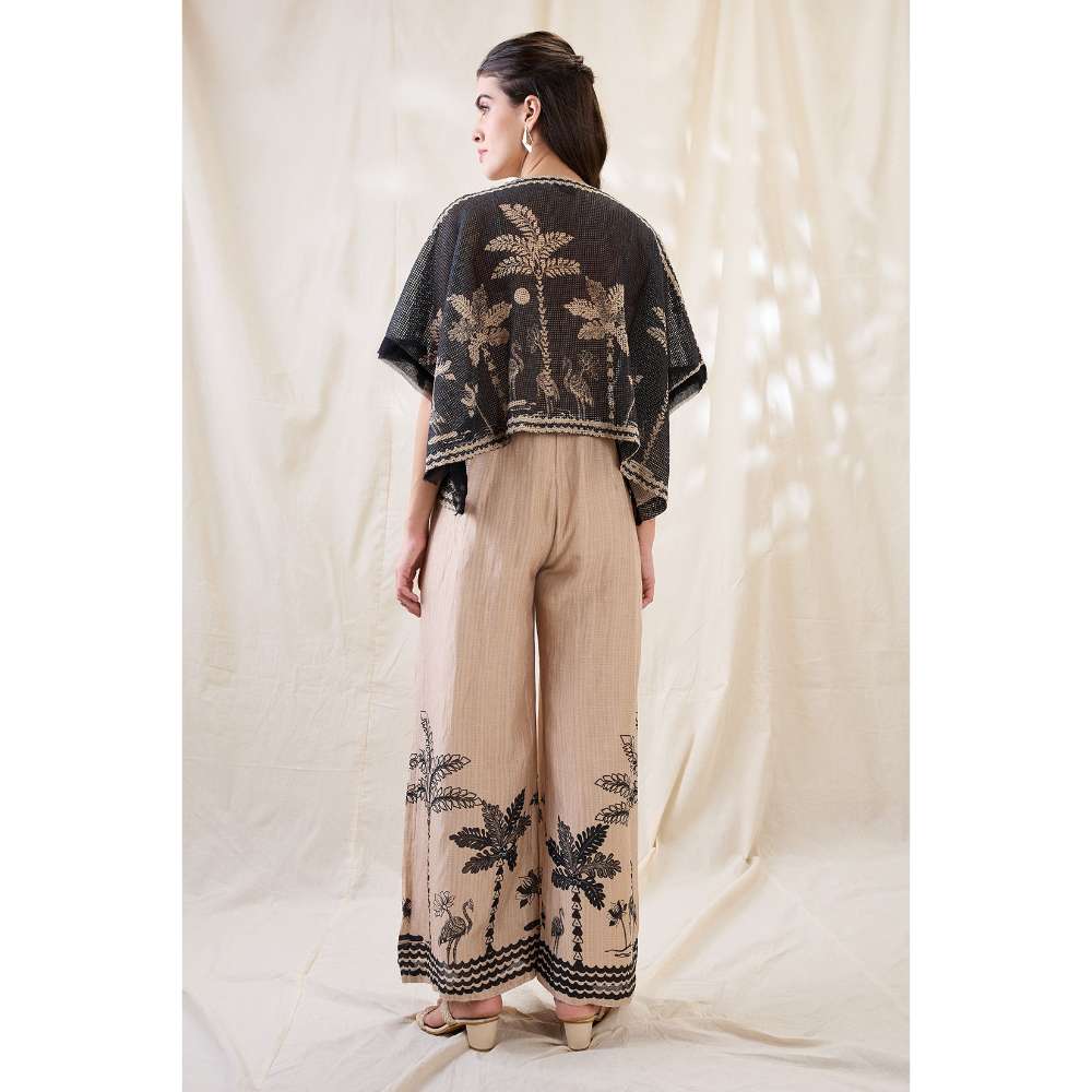 Soup by Sougat Paul Noorani Printed Jumpsuit with Embroidered Shrug (Set of 2)