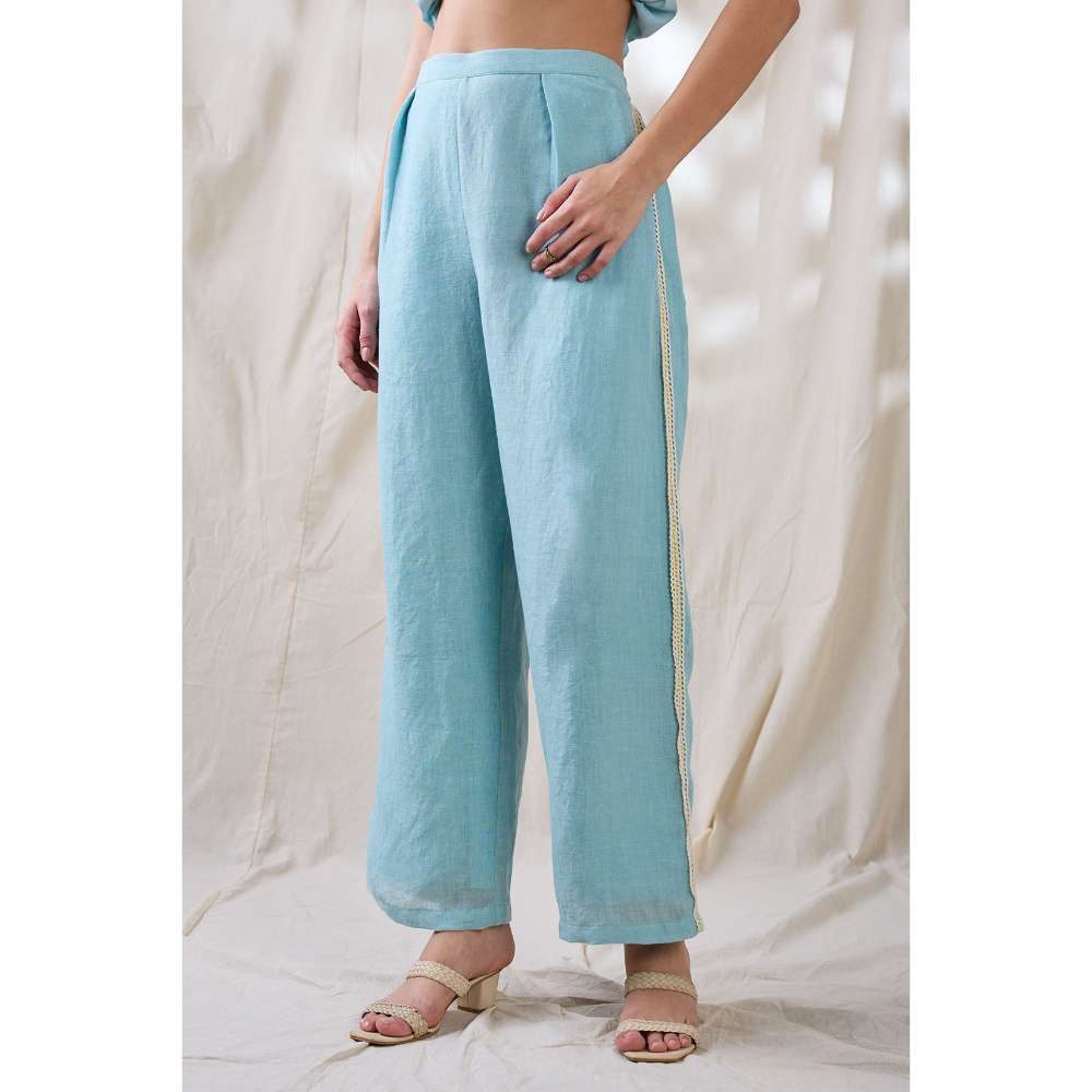 Soup by Sougat Paul Blue Gulzaar Appliqued Co-Ord (Set of 2)